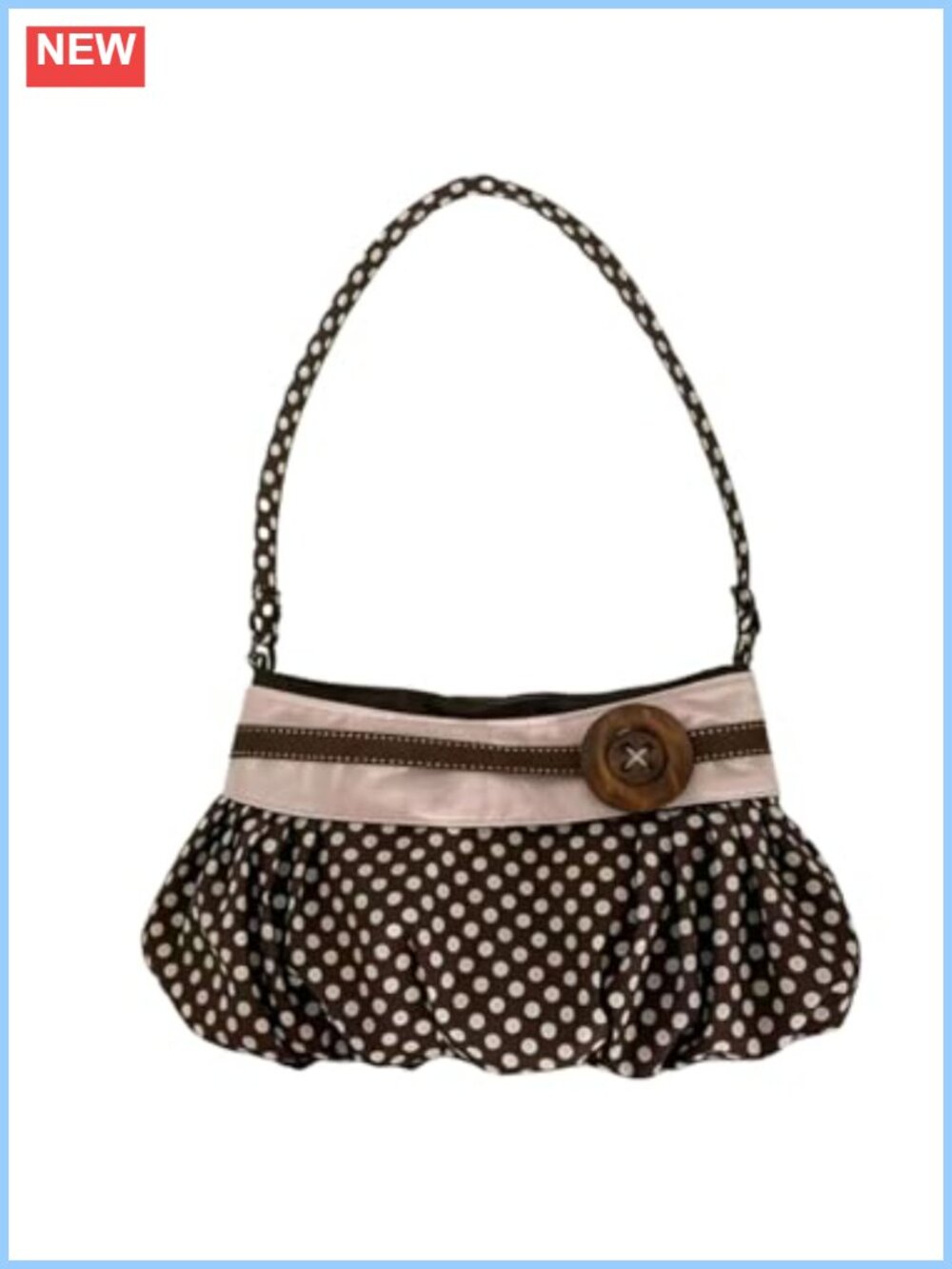 Polka Dots Ruched Shoulder Handbag Adjustable Strap Y2K Underarm Purse